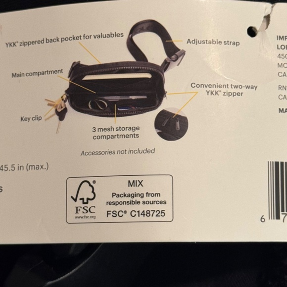 NWT Lolë Fleece Belt Bag Unisex - One Size 7.5 in X 5.25 in X 2 in Black - Picture 5 of 7